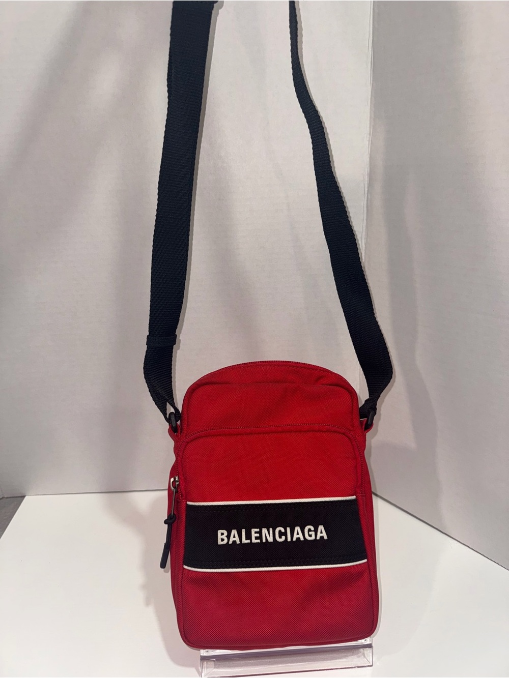 Balenciaga Red and Black Men's Crossbody Belt Bag - Picture 2 of 6